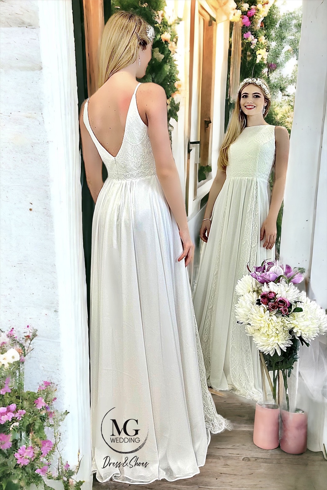 Héli. Bohoo stílusú Sifon Menyasszonyi Ruha - Image 2