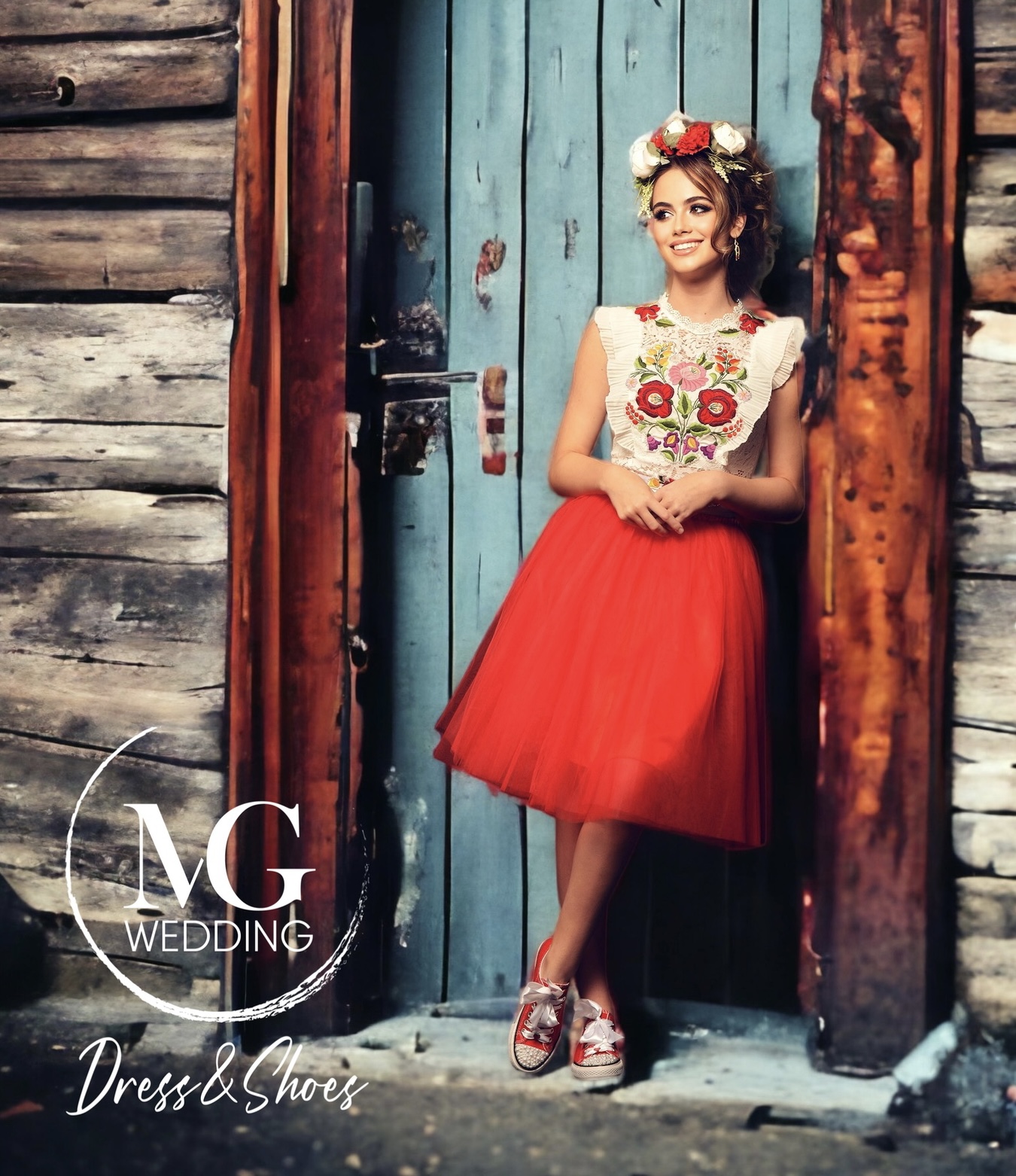 3 részes kézzel hímzett kalocsai mintás menyecskeruha