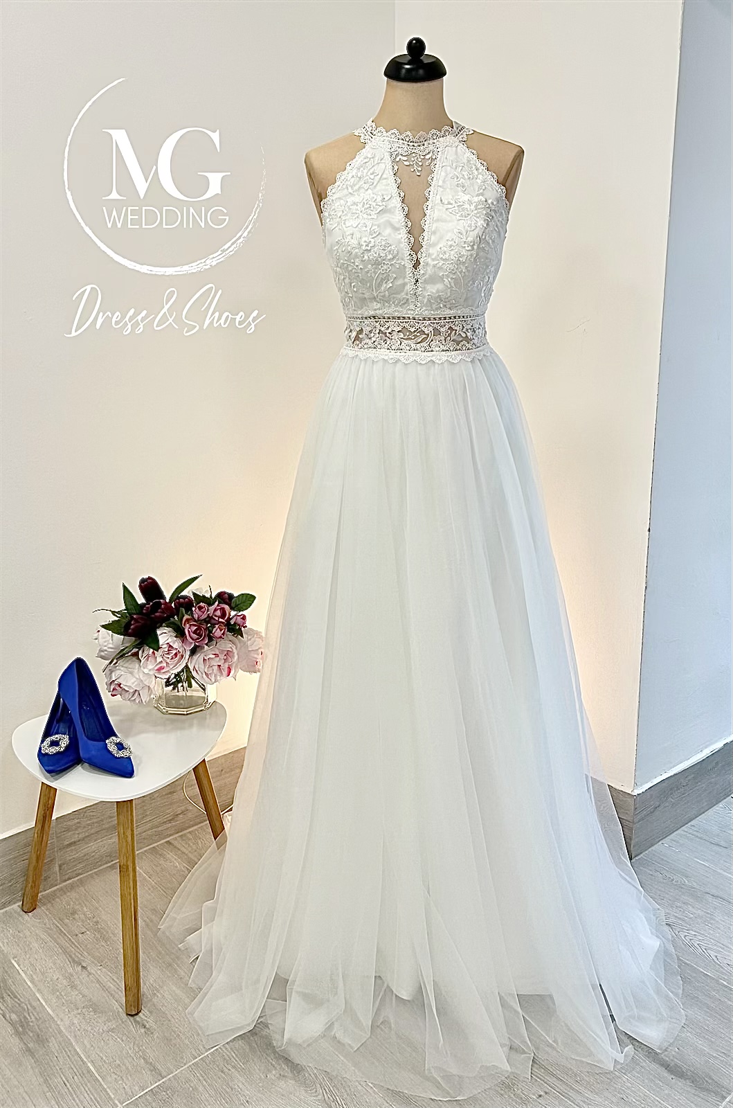 Halter Héra tüll Menyasszonyi Ruha