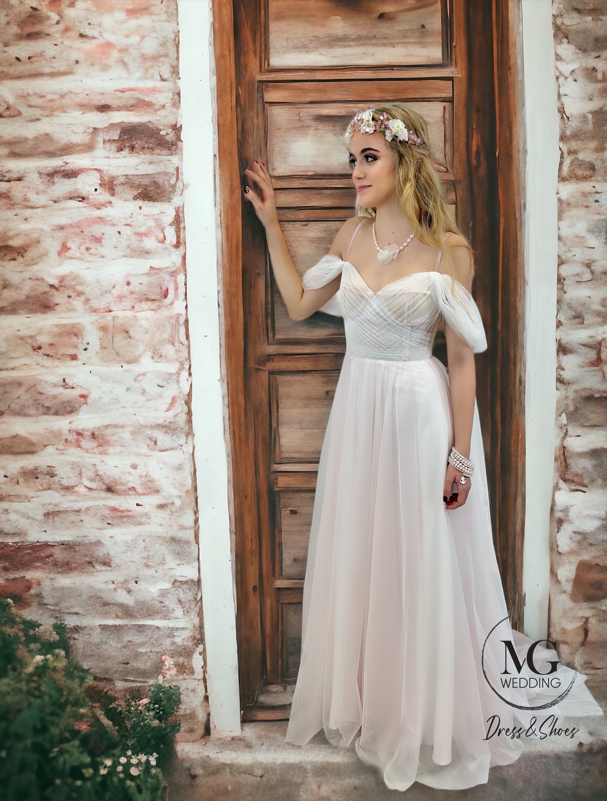 Blush Pink Tüll Menyasszonyi Ruha - Image 2