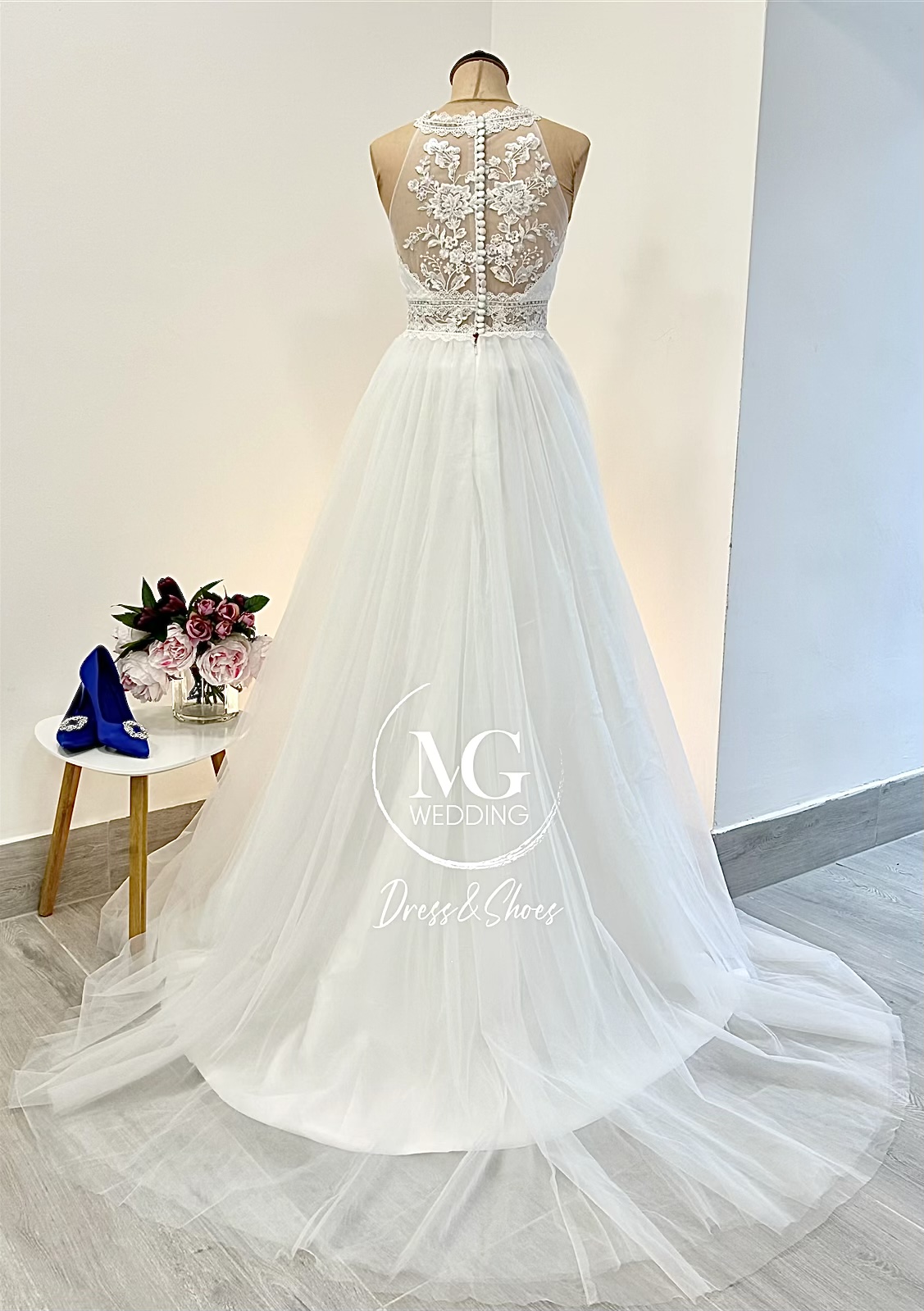 Heléna Halter Tüll menyasszonyi Ruha - Image 3