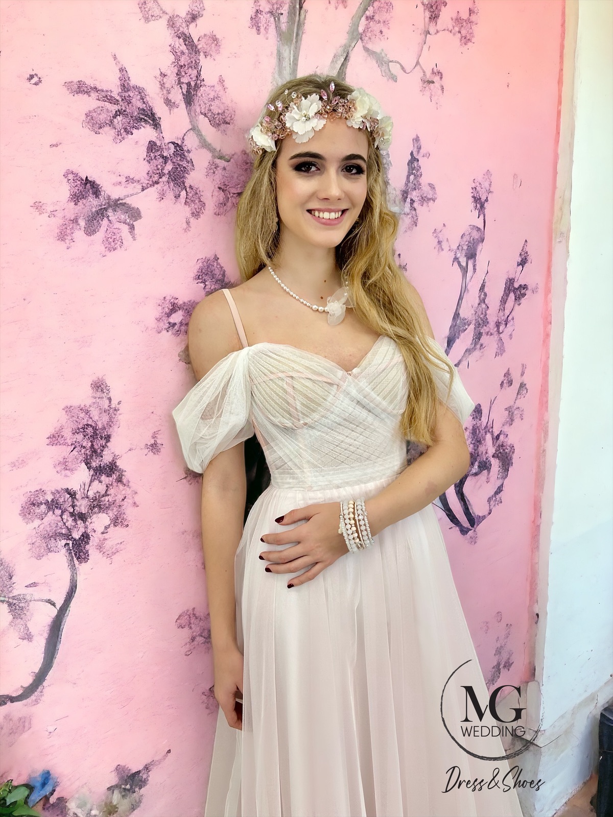 Blush Pink Tüll Menyasszonyi Ruha - Image 3