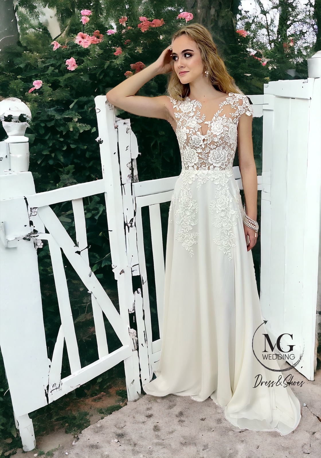 Krisztina Sifon Menyasszonyi Ruha Fűzős Hátú - Image 4