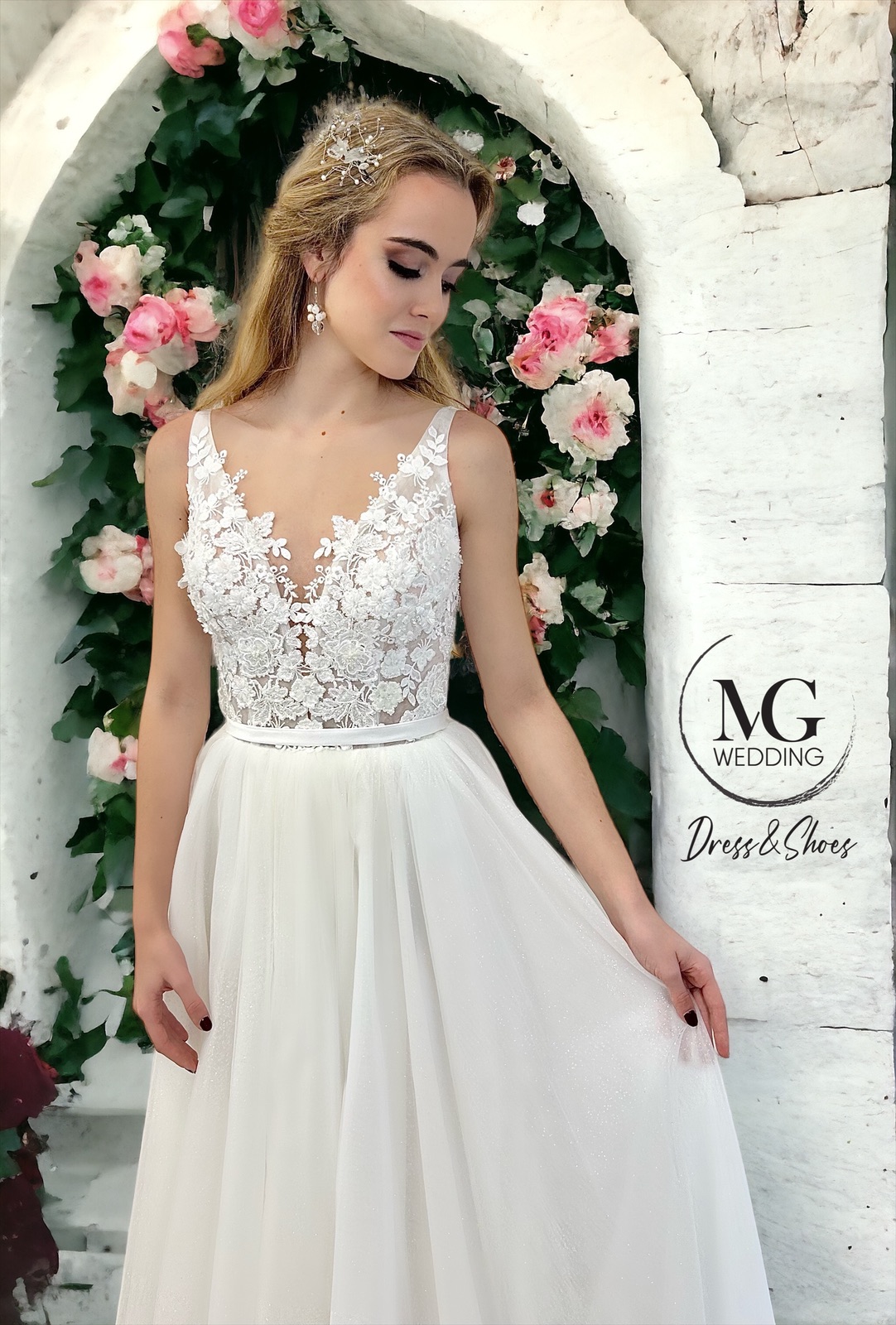 Csillogós Tüll Menyasszonyi Ruha - Image 5