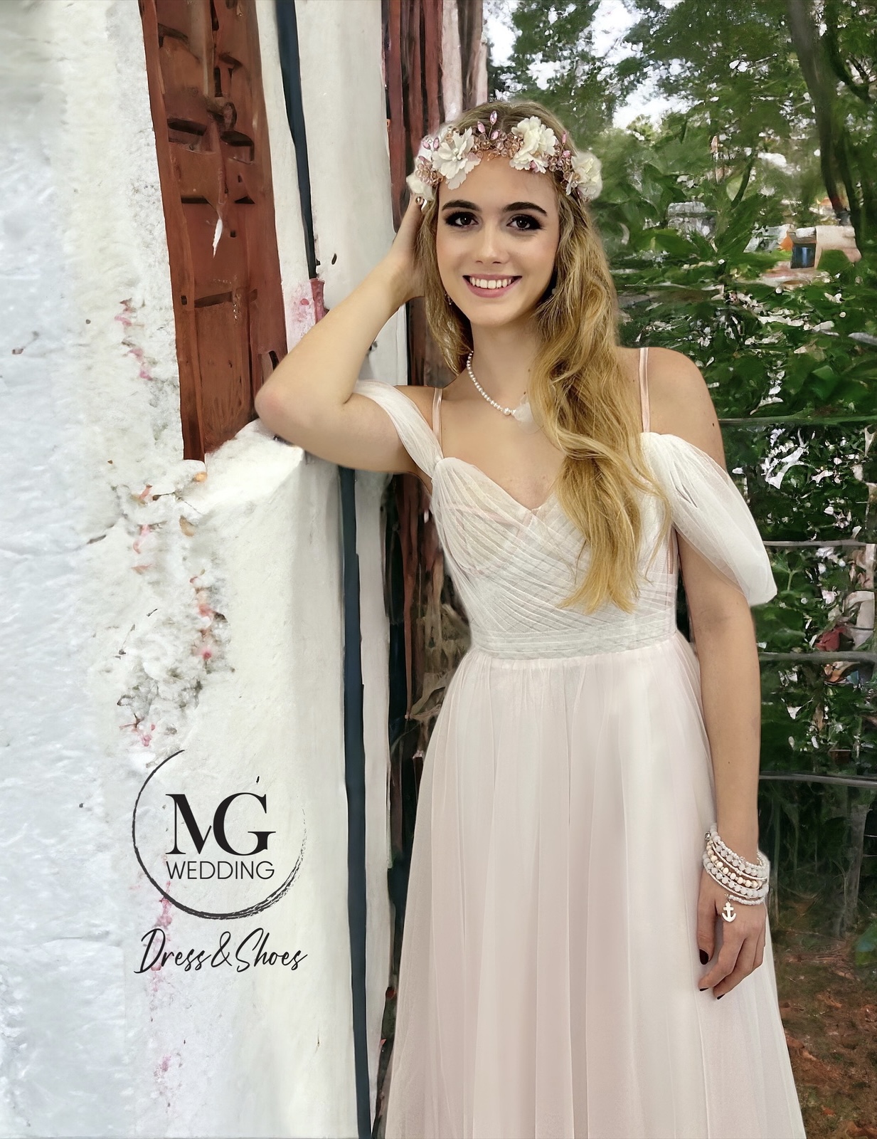 Blush Pink Tüll Menyasszonyi Ruha - Image 4