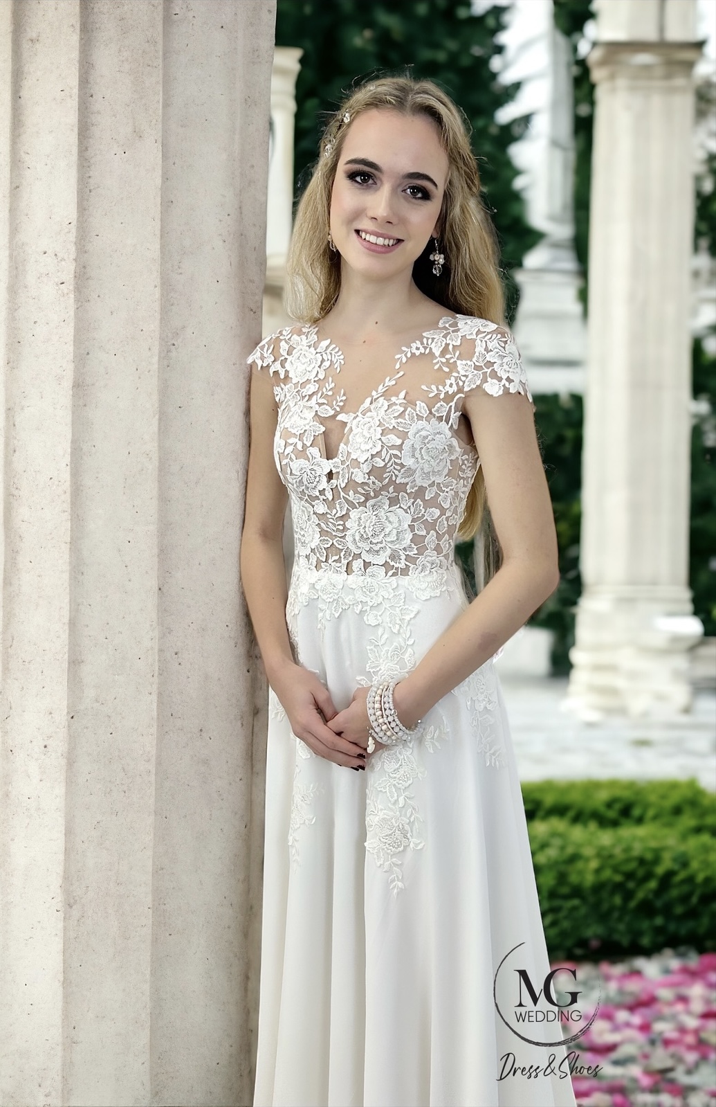 Krisztina Sifon Menyasszonyi Ruha Fűzős Hátú - Image 7