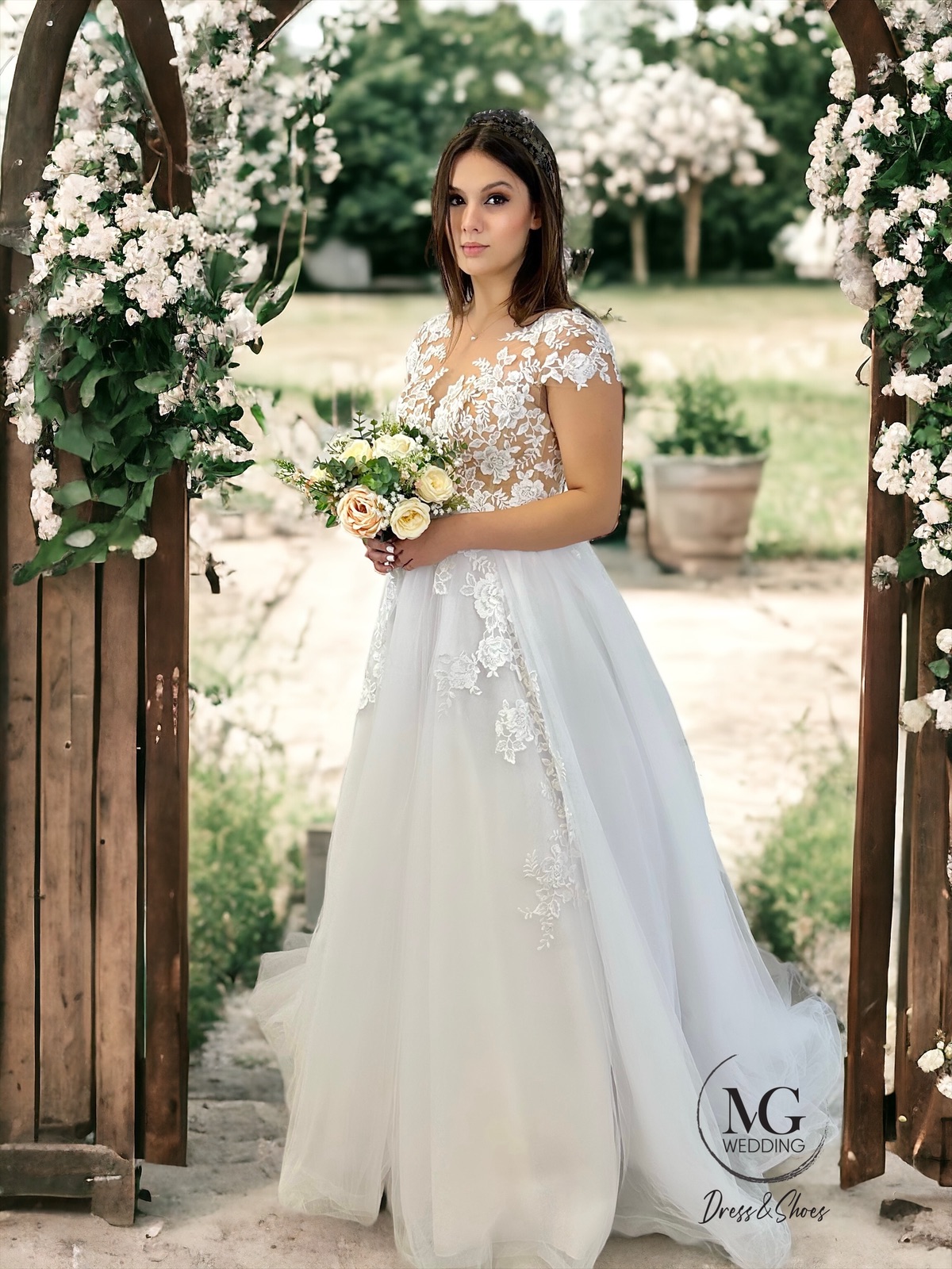 Krisztina Tüll Menyasszonyi Ruha Fűzős hátú